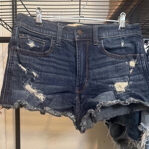 Hollister Distressed Dark Indigo Denim Cutoff Shorts